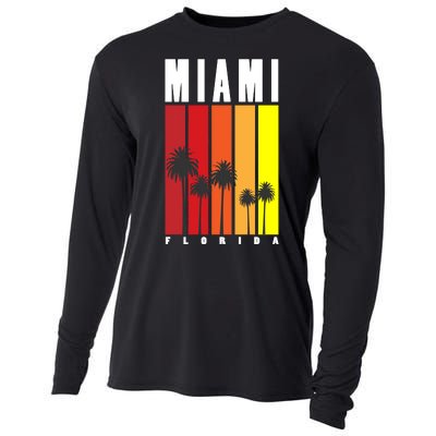 Miami Florida Vintage Stripes Cooling Performance Long Sleeve Crew