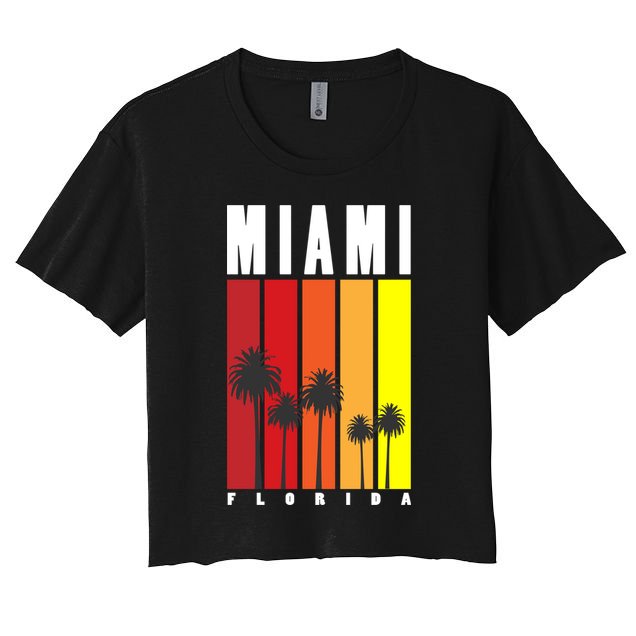 Miami Florida Vintage Stripes Crop Top
