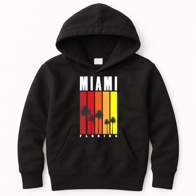Miami Florida Vintage Stripes Kids Hoodie
