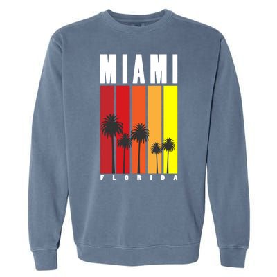 Miami Florida Vintage Stripes Garment-Dyed Sweatshirt