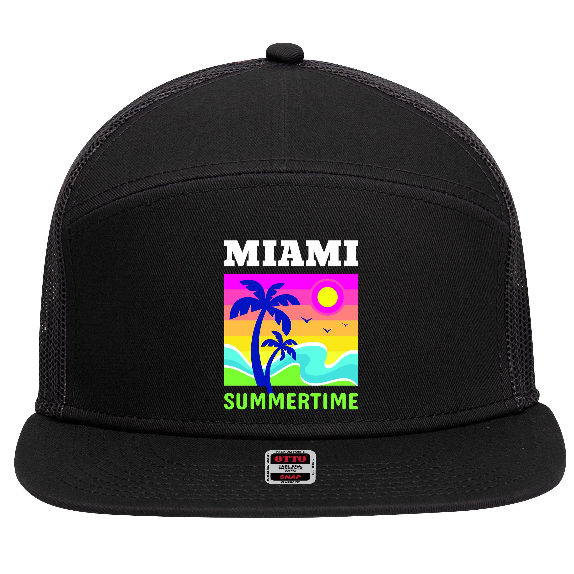 Miami Summertime 7 Panel Mesh Trucker Snapback Hat