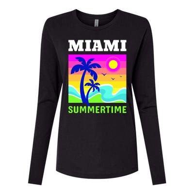 Miami Summertime Womens Cotton Relaxed Long Sleeve T-Shirt