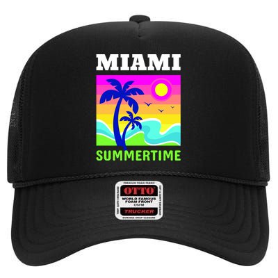 Miami Summertime High Crown Mesh Back Trucker Hat