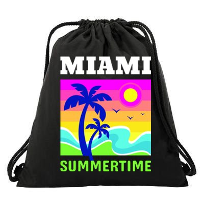 Miami Summertime Drawstring Bag