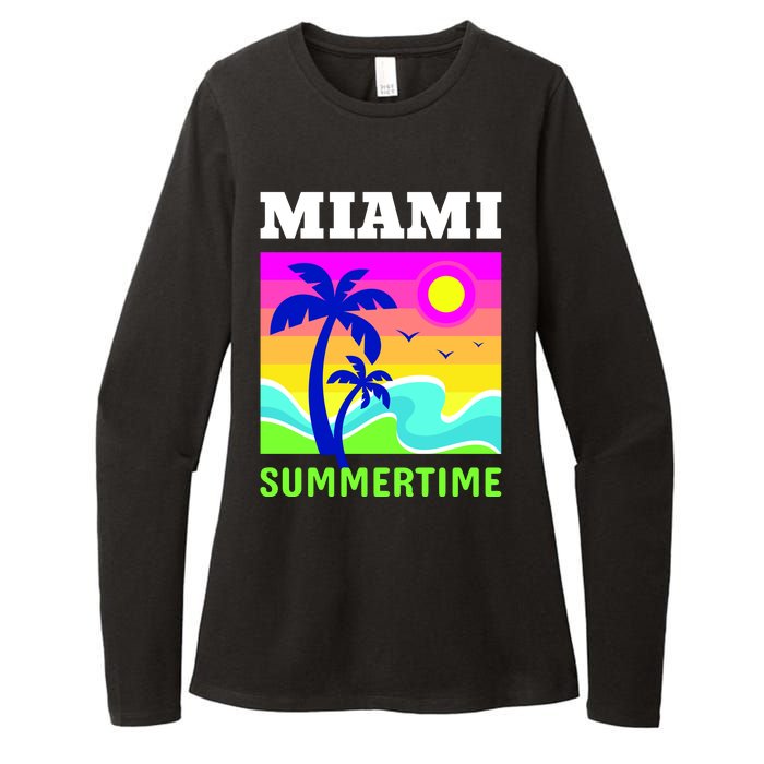 Miami Summertime Womens CVC Long Sleeve Shirt