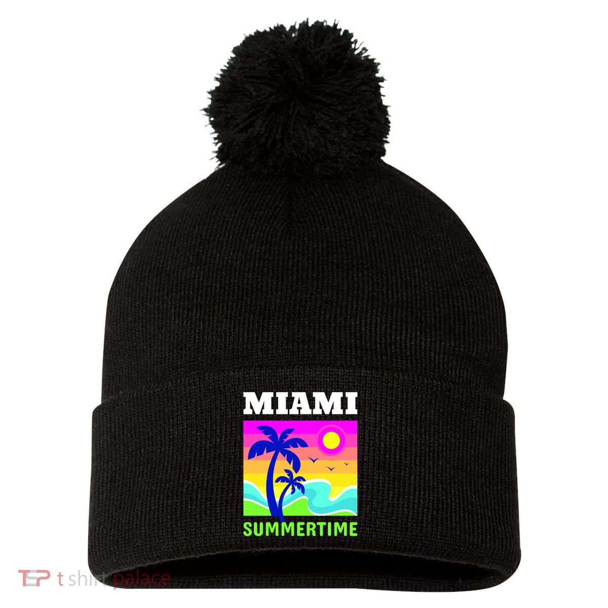 Miami Summertime Pom Pom 12in Knit Beanie