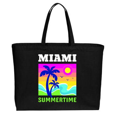 Miami Summertime Cotton Canvas Jumbo Tote