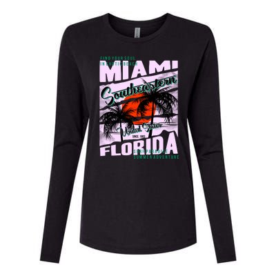 Miami Sunshine Florida Womens Cotton Relaxed Long Sleeve T-Shirt