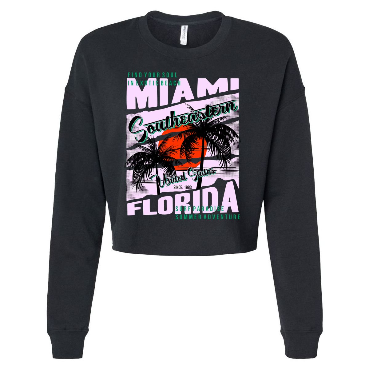 Miami Sunshine Florida Cropped Pullover Crew