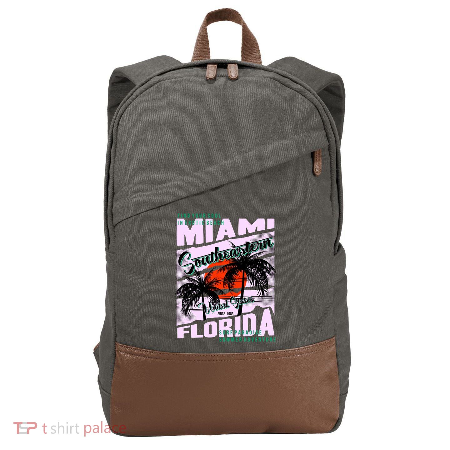 Miami Sunshine Florida Cotton Canvas Backpack