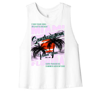 Miami Sunshine Florida Women's Racerback Cropped Tank