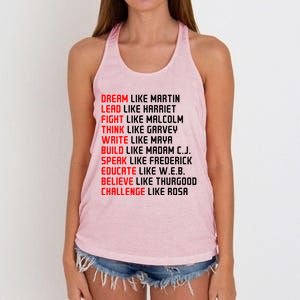 Men Inspirational Black History Influential Black Leaders Gift Women's Knotted Racerback Tank