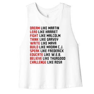 Men Inspirational Black History Influential Black Leaders Gift Women's Racerback Cropped Tank