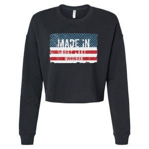 Made In Burt Lake Michigan Cropped Pullover Crew