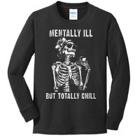 Mentally Ill But Totally Chill Dark Halloween Costume Coffee Kids Long Sleeve Shirt