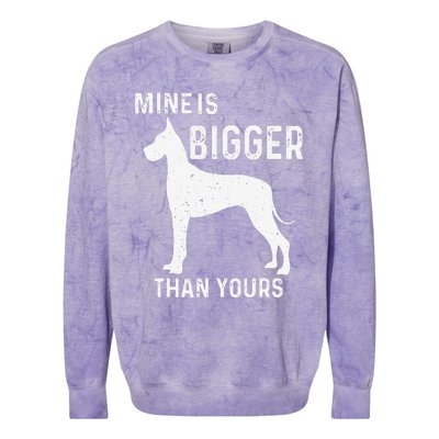 Mine Is Bigger Than Yours Funny Great Vintage Dane Dog Colorblast Crewneck Sweatshirt