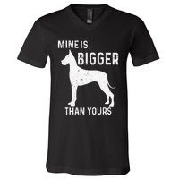 Mine Is Bigger Than Yours Funny Great Vintage Dane Dog V-Neck T-Shirt