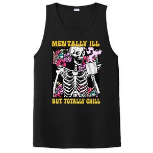 Mentally Ill But Totally Chill Coffee Skeleton Halloween PosiCharge Competitor Tank