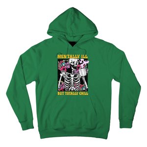 Mentally Ill But Totally Chill Coffee Skeleton Halloween Hoodie