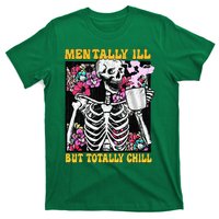 Mentally Ill But Totally Chill Coffee Skeleton Halloween T-Shirt