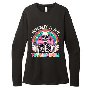 Mentally Ill But Totally Chill Pastel Skeleton Halloween Womens CVC Long Sleeve Shirt