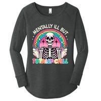 Mentally Ill But Totally Chill Pastel Skeleton Halloween Women's Perfect Tri Tunic Long Sleeve Shirt