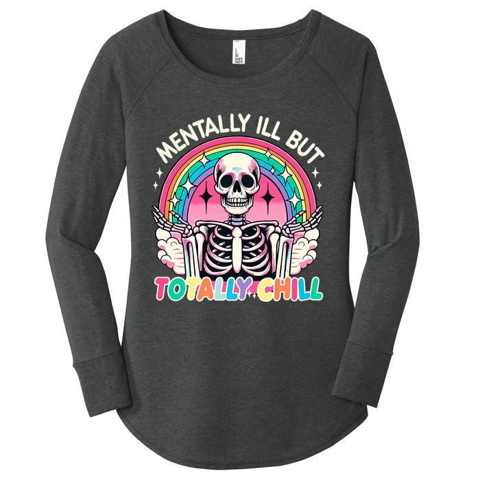 Mentally Ill But Totally Chill Pastel Skeleton Halloween Women's Perfect Tri Tunic Long Sleeve Shirt