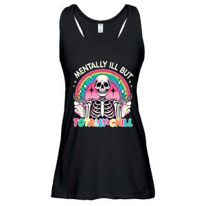 Mentally Ill But Totally Chill Pastel Skeleton Halloween Ladies Essential Flowy Tank