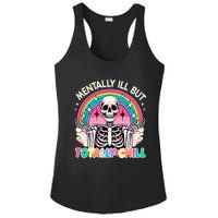 Mentally Ill But Totally Chill Pastel Skeleton Halloween Ladies PosiCharge Competitor Racerback Tank