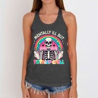 Mentally Ill But Totally Chill Pastel Skeleton Halloween Women's Knotted Racerback Tank