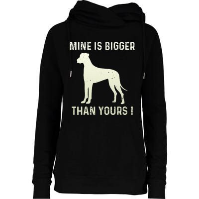 Mine Is Bigger Than Yours Fun Great Dane Dog German Mastiff Womens Funnel Neck Pullover Hood