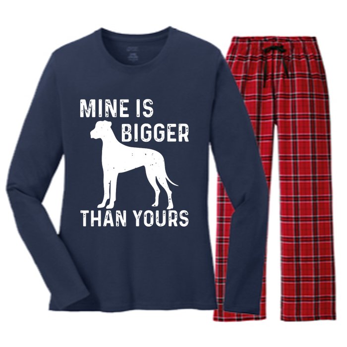 Mine Is Bigger Than Yours Fun Great Dane Dog Deutsche Dogge Women's Long Sleeve Flannel Pajama Set 