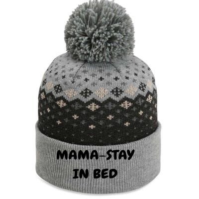 Mamastay In Bed Funny Mom And Yoga Lover Gift The Baniff Cuffed Pom Beanie