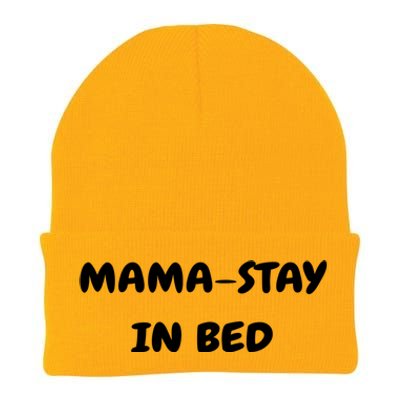 Mamastay In Bed Funny Mom And Yoga Lover Gift Knit Cap Winter Beanie