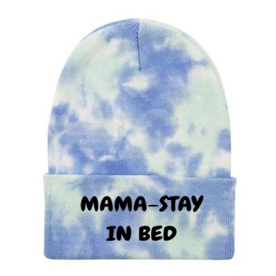 Mamastay In Bed Funny Mom And Yoga Lover Gift Tie Dye 12in Knit Beanie