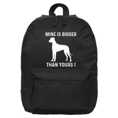 Mine Is Bigger Than Yours Fun Great Dane Dog German Mastiff 16 in Basic Backpack