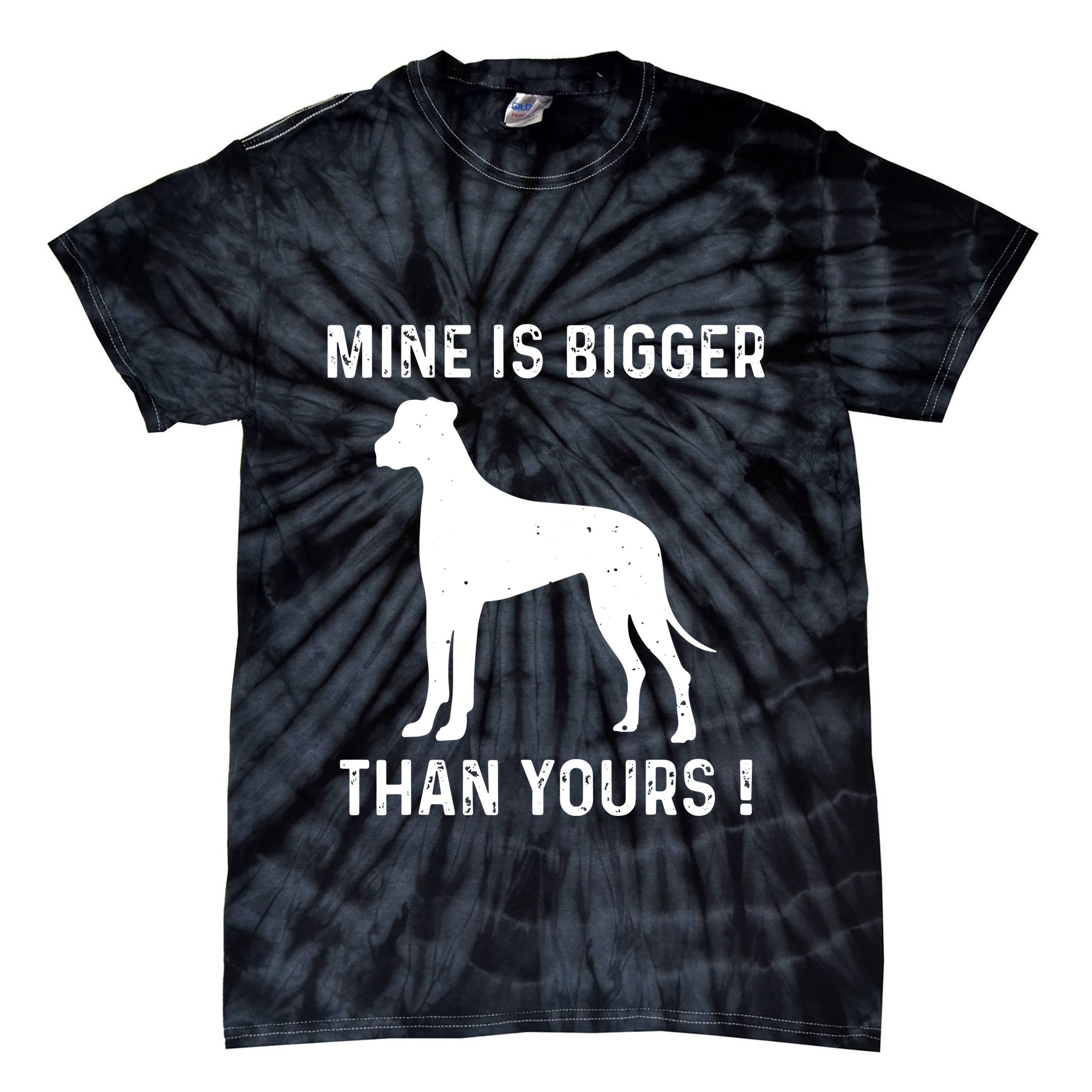 Mine Is Bigger Than Yours Fun Great Dane Dog German Mastiff Tie-Dye T-Shirt