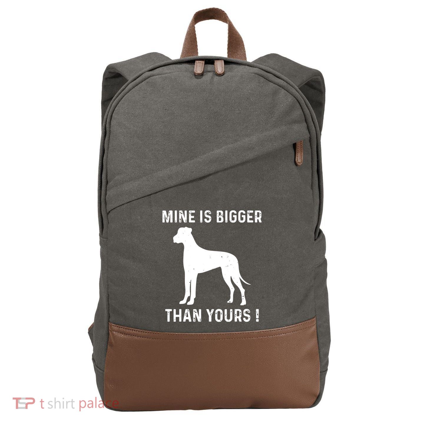 Mine Is Bigger Than Yours Fun Great Dane Dog German Mastiff Cotton Canvas Backpack