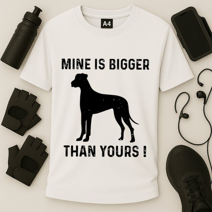 Mine Is Bigger Than Yours Fun Great Dane Dog German Mastiff Cooling Performance Crew T-Shirt