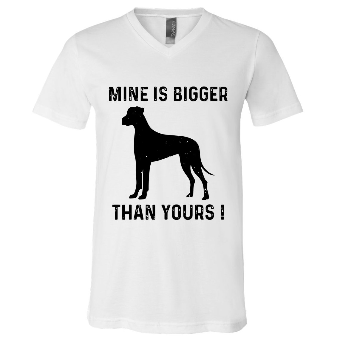 Mine Is Bigger Than Yours Fun Great Dane Dog German Mastiff V-Neck T-Shirt