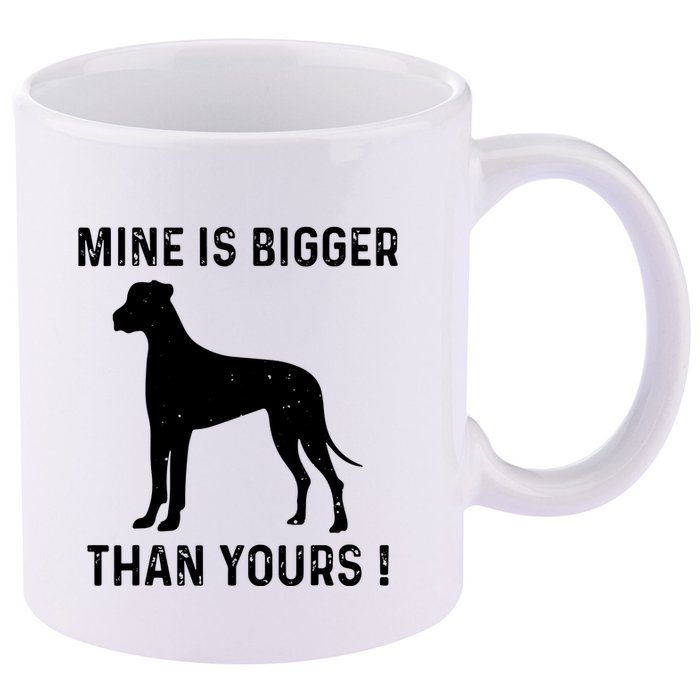 Mine Is Bigger Than Yours Fun Great Dane Dog German Mastiff 11oz C Handle Ceramic Mug