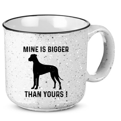 Mine Is Bigger Than Yours Fun Great Dane Dog German Mastiff 15oz Campfire Ceramic Mug