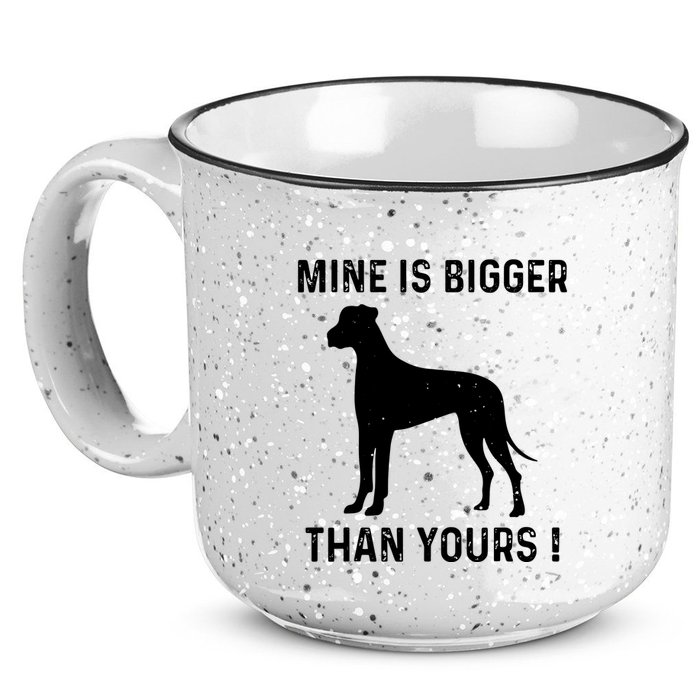 Mine Is Bigger Than Yours Fun Great Dane Dog German Mastiff 15oz Campfire Ceramic Mug