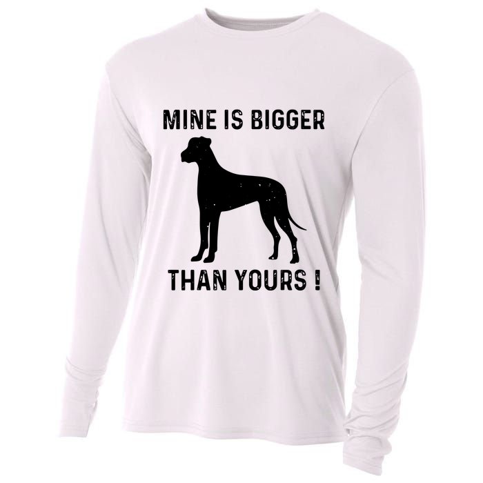 Mine Is Bigger Than Yours Fun Great Dane Dog German Mastiff Cooling Performance Long Sleeve Crew