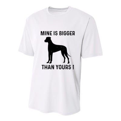 Mine Is Bigger Than Yours Fun Great Dane Dog German Mastiff Youth Performance Sprint T-Shirt