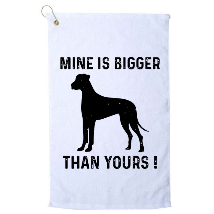 Mine Is Bigger Than Yours Fun Great Dane Dog German Mastiff Golf Towel