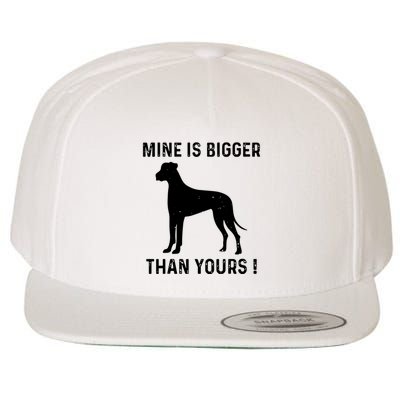 Mine Is Bigger Than Yours Fun Great Dane Dog German Mastiff Wool Snapback Cap