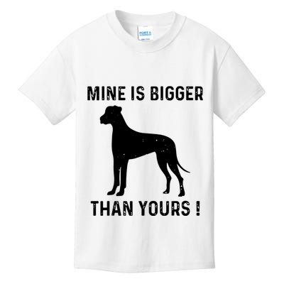 Mine Is Bigger Than Yours Fun Great Dane Dog German Mastiff Kids T-Shirt