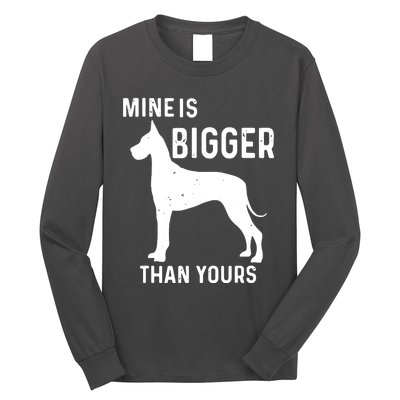 Mine Is Bigger Than Yours Funny Great Vintage Dane Dog Long Sleeve Shirt