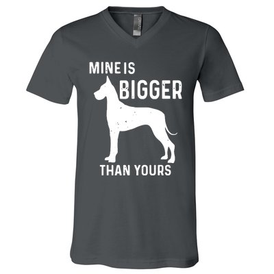 Mine Is Bigger Than Yours Funny Great Vintage Dane Dog V-Neck T-Shirt